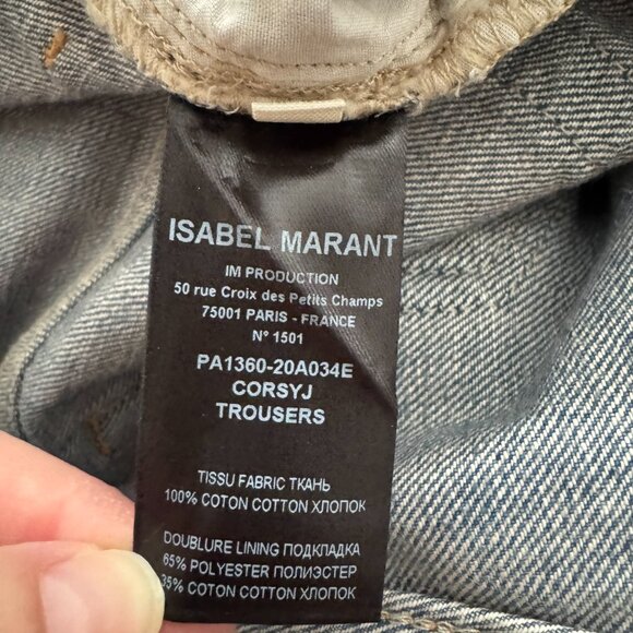 Isabel Marant Etoile "Corsyj" Jean in Blue, size 36. Fits 26 - 26/27 in jeans - Picture 5 of 9